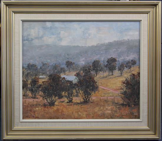 John Colin Angus (1907-2002) Farm in the Eldorado hills; Morning sunlight, Eldorado; The Kiewa Valley and Dusk in the Mitta Valley, lar